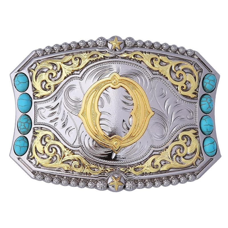 Boucle de ceinture en cuir décorative turquoise à faire soi-même avec initiales - O - Sans ceinture - image 16