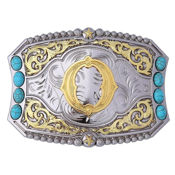 Boucle de ceinture en cuir décorative turquoise à faire soi-même avec initiales - O - Sans ceinture - image 16