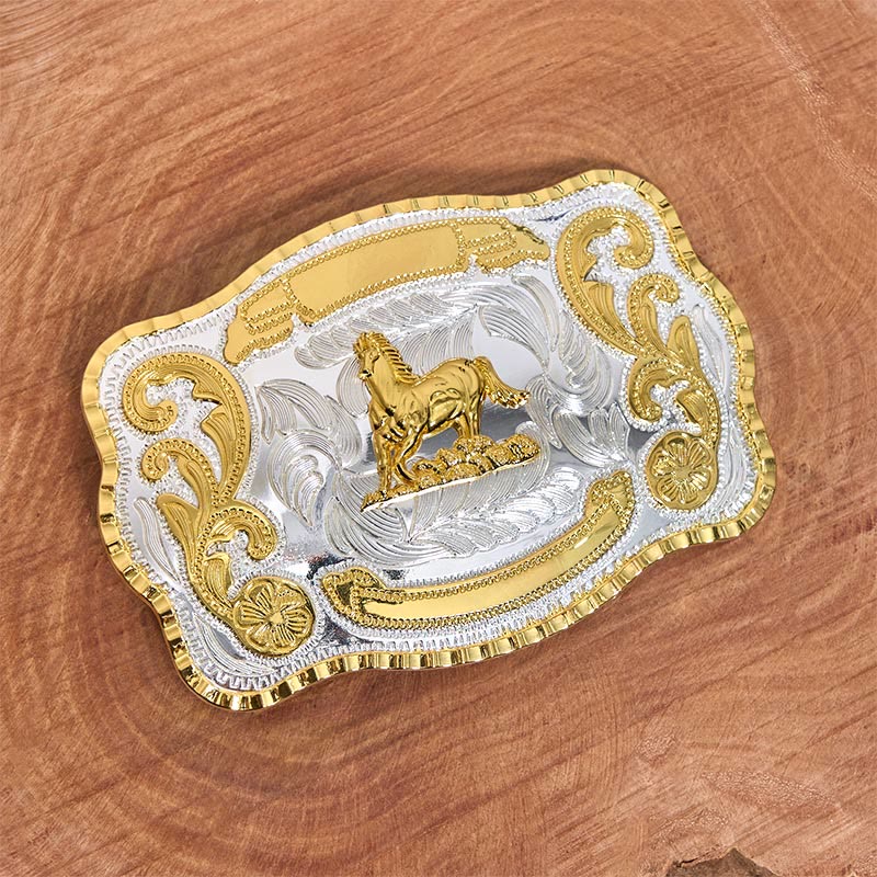 Ceinture en cuir à boucle de cowboy Golden Gallant Horse DIY - image 2