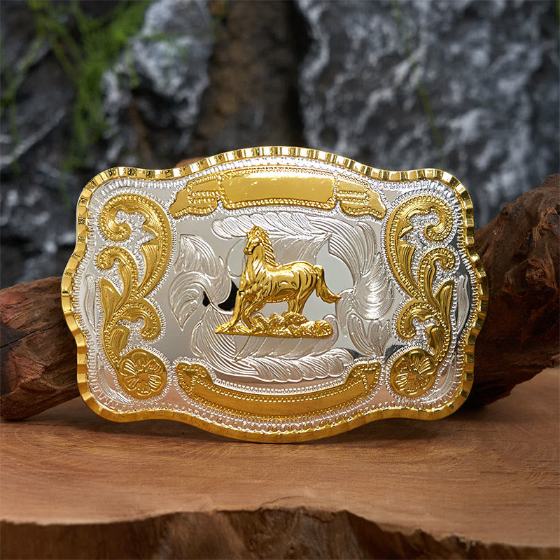 Ceinture en cuir à boucle de cowboy Golden Gallant Horse DIY - Cheval galant - Sans ceinture - Ceinture non incluse - image 0