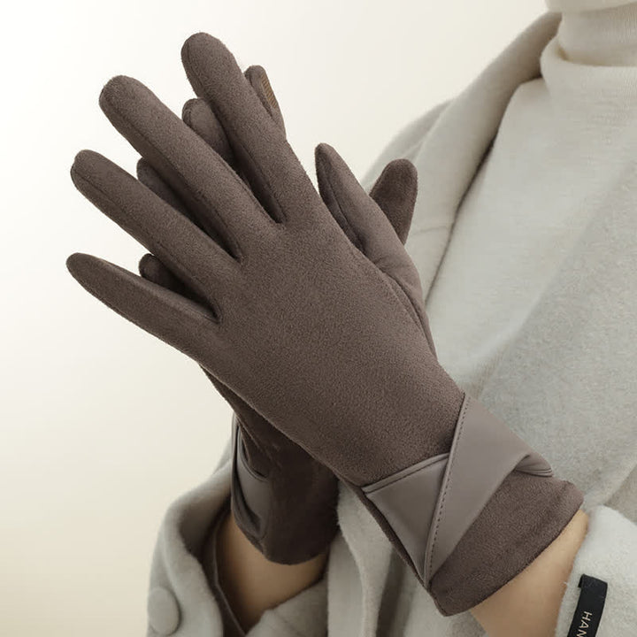 Gants en daim doublés polaire chauds de couleur unie pour femmes - image 7