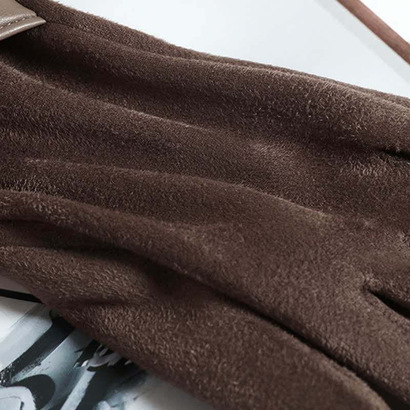 Gants en daim doublés polaire chauds de couleur unie pour femmes - image 6