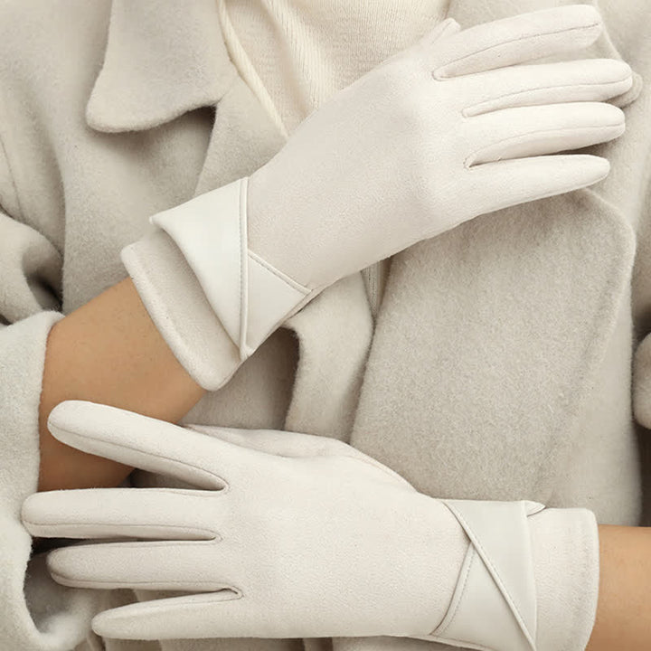 Gants en daim doublés polaire chauds de couleur unie pour femmes - image 16