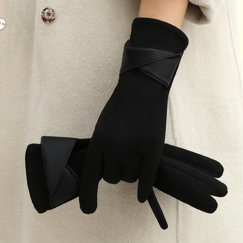 Gants en daim doublés polaire chauds de couleur unie pour femmes - image 18