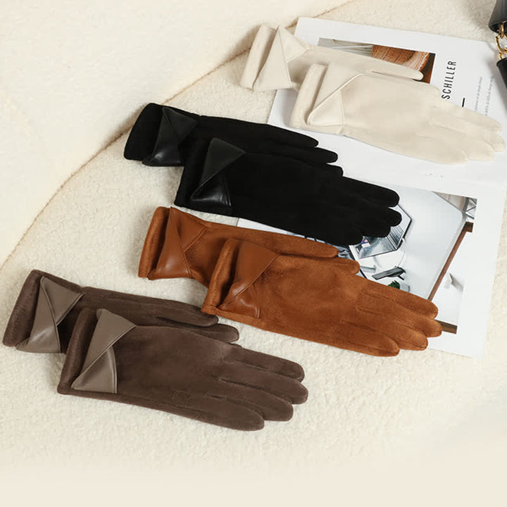 Gants en daim doublés polaire chauds de couleur unie pour femmes - image 9