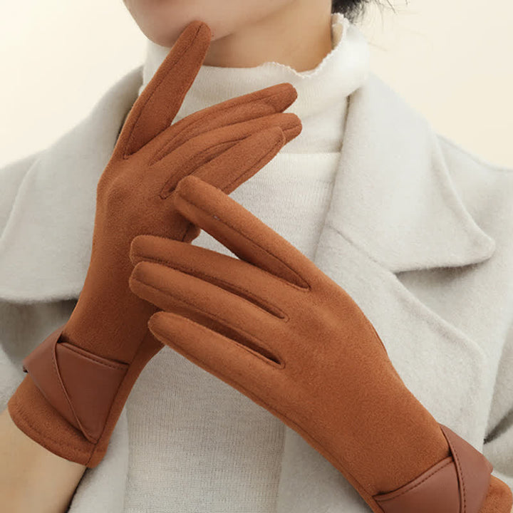 Gants en daim doublés polaire chauds de couleur unie pour femmes - image 11