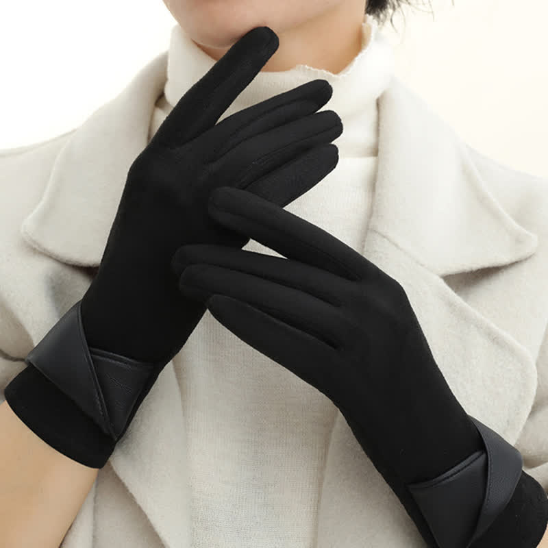 Gants en daim doublés polaire chauds de couleur unie pour femmes - image 19