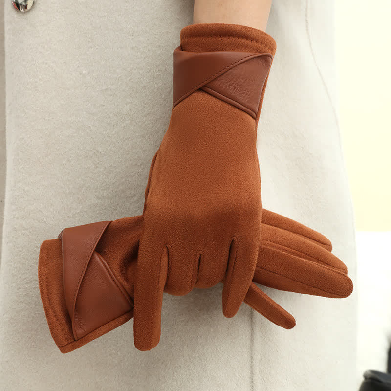Gants en daim doublés polaire chauds de couleur unie pour femmes - image 12