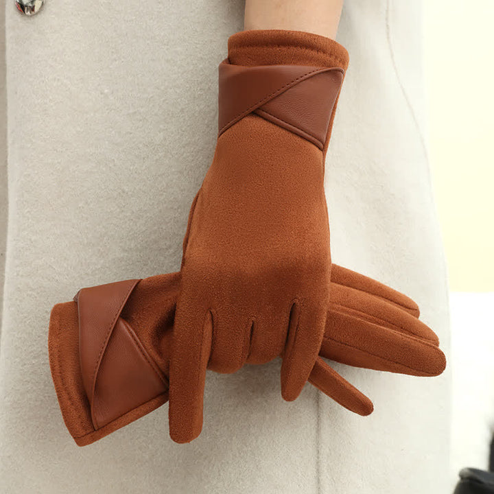 Gants en daim doublés polaire chauds de couleur unie pour femmes - image 12