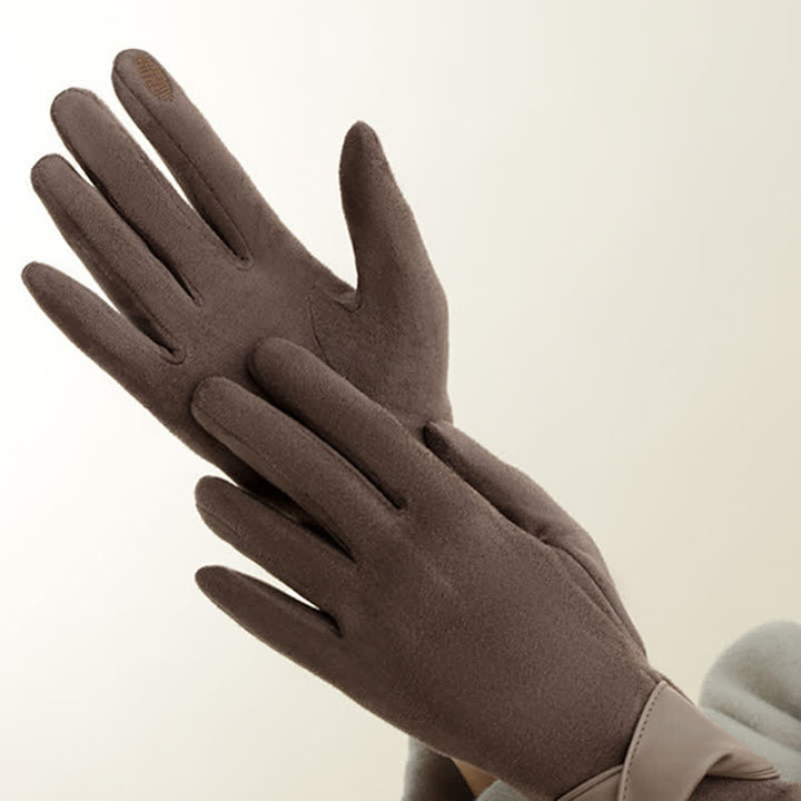 Gants en daim doublés polaire chauds de couleur unie pour femmes - image 8