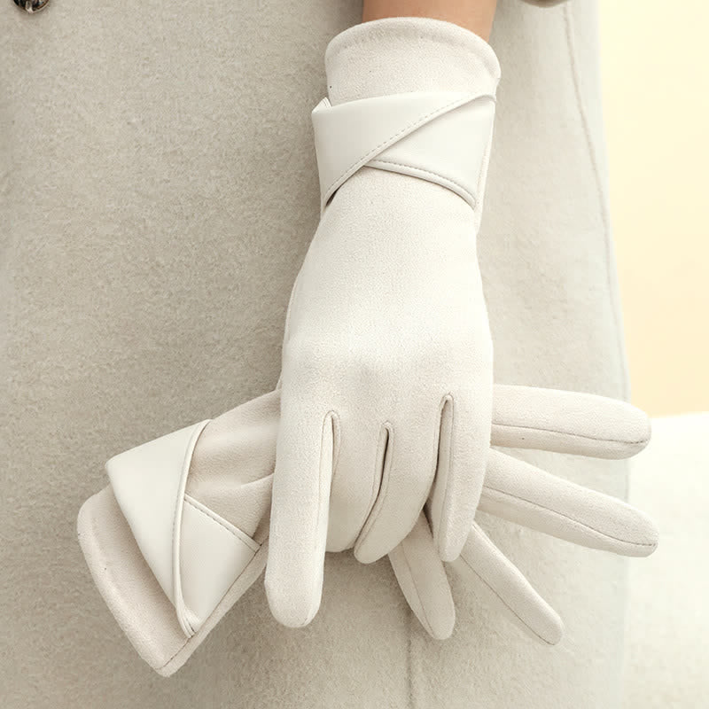 Gants en daim doublés polaire chauds de couleur unie pour femmes - image 15