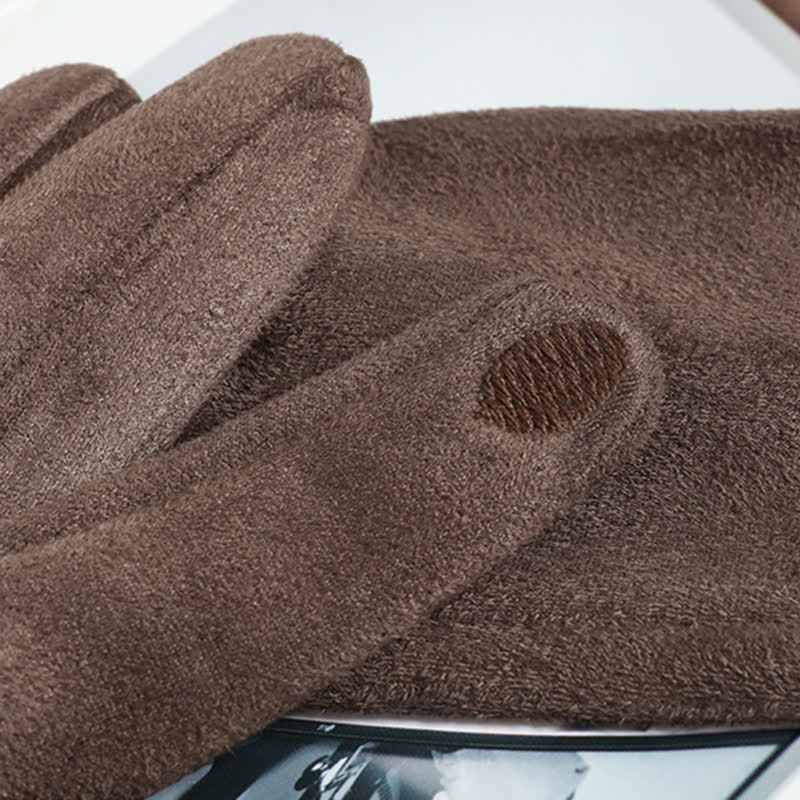 Gants en daim doublés polaire chauds de couleur unie pour femmes - image 5