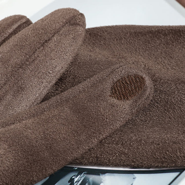 Gants en daim doublés polaire chauds de couleur unie pour femmes - image 5