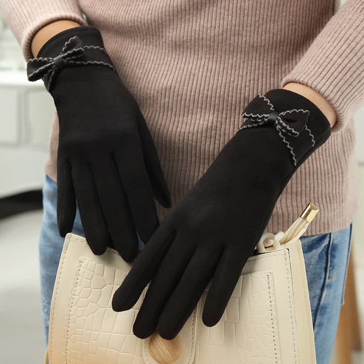 Gants pour femmes avec nœud mignon et couvre-doigts - image 9