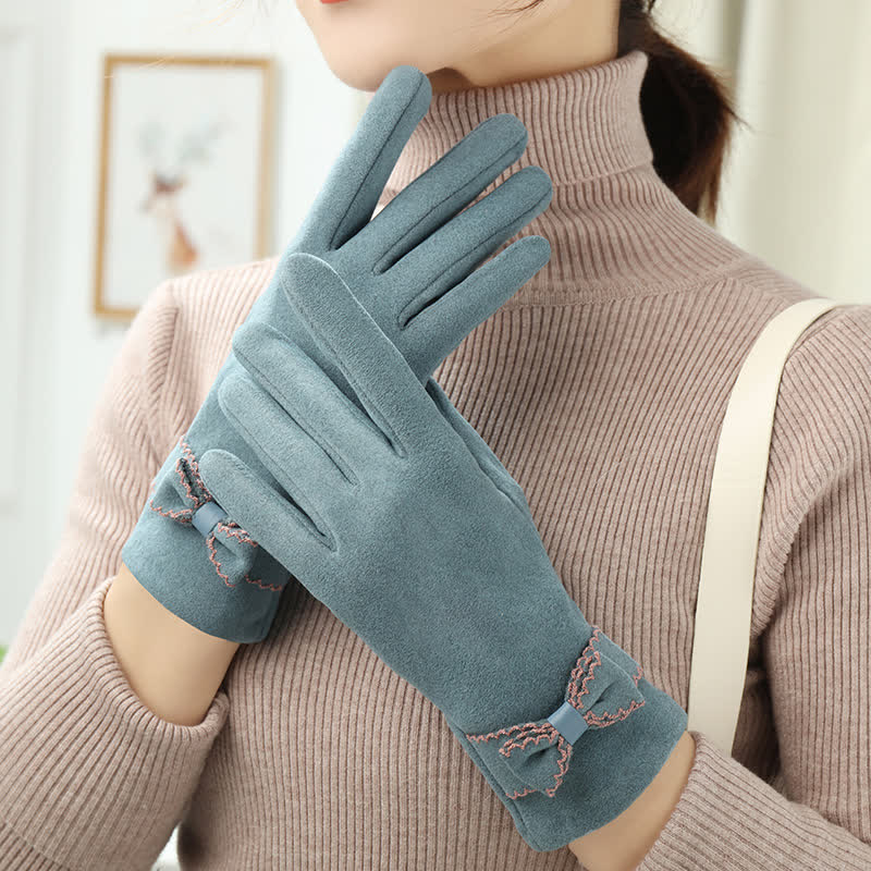 Gants pour femmes avec nœud mignon et couvre-doigts - Lac Bleu - image 10