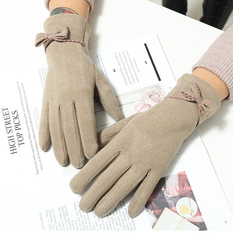 Gants pour femmes avec nœud mignon et couvre-doigts - image 1