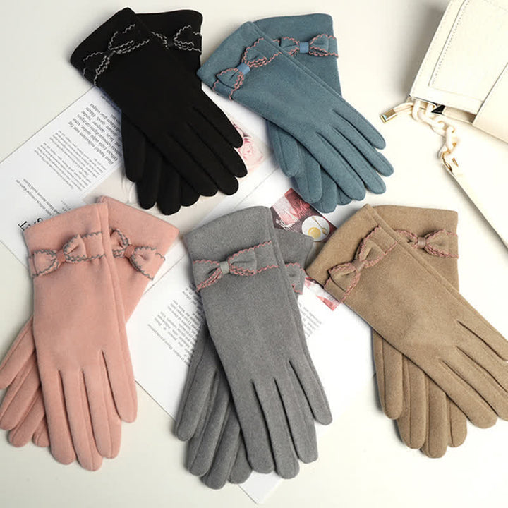 Gants pour femmes avec nœud mignon et couvre-doigts - image 7