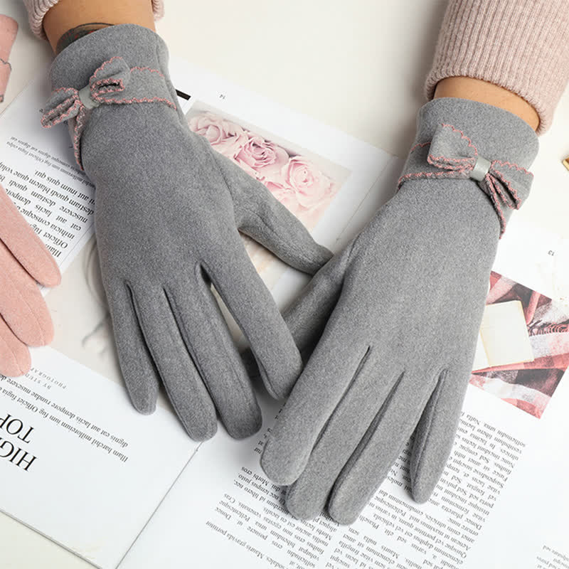 Gants pour femmes avec nœud mignon et couvre-doigts - image 14