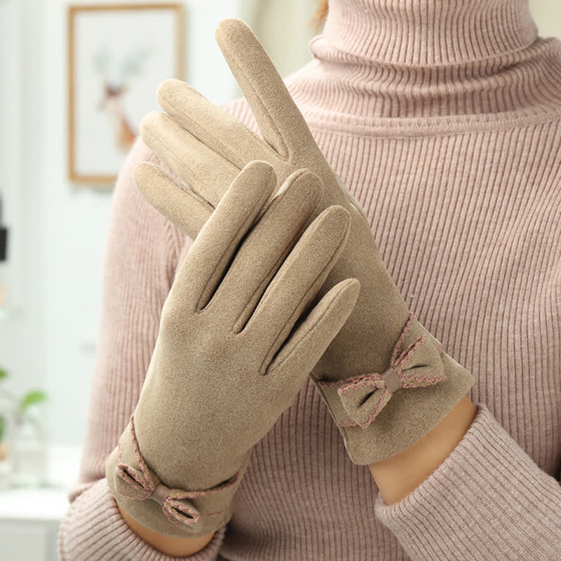 Gants pour femmes avec nœud mignon et couvre-doigts - image 5