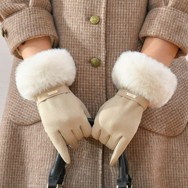 Gants chauds en peluche pour femmes avec poignets moelleux et écran tactile - image 1