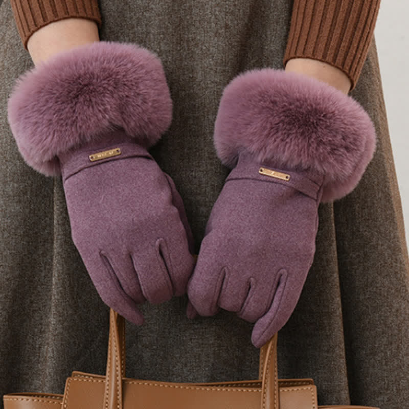 Gants chauds en peluche pour femmes avec poignets moelleux et écran tactile - image 6