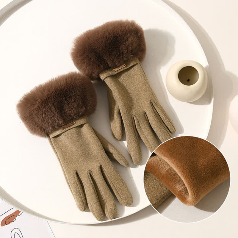 Gants chauds en peluche pour femmes avec poignets moelleux et écran tactile - image 3
