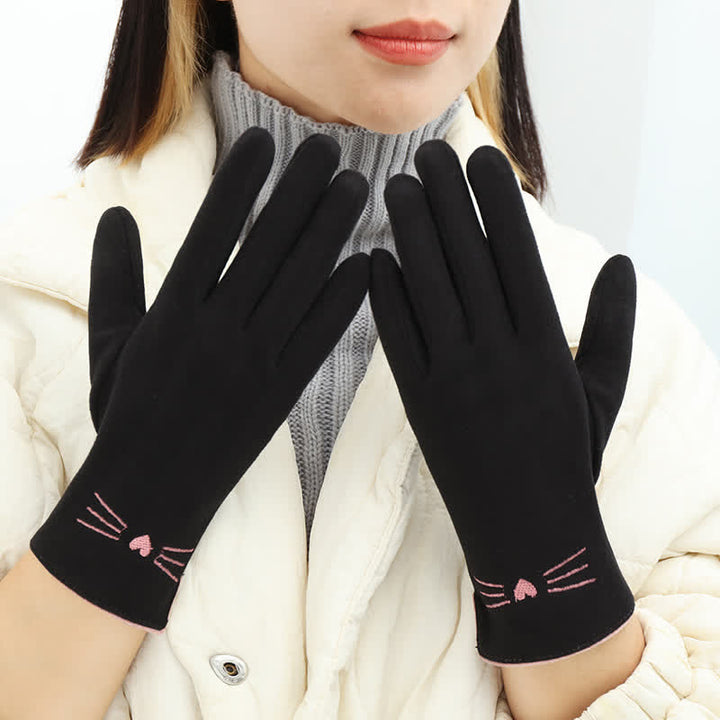 Gants tactiles pour femme avec broderie chat mignon - image 10