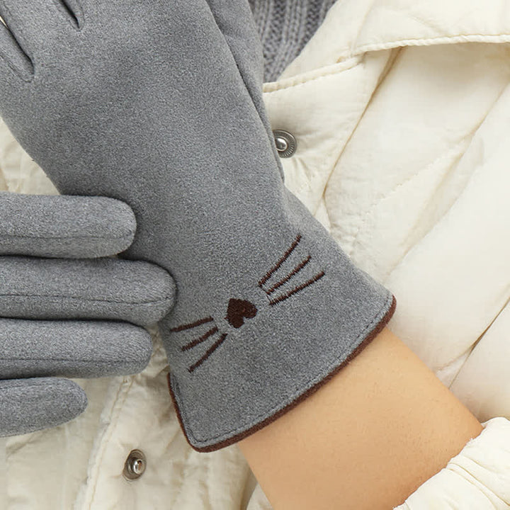 Gants tactiles pour femme avec broderie chat mignon - image 5