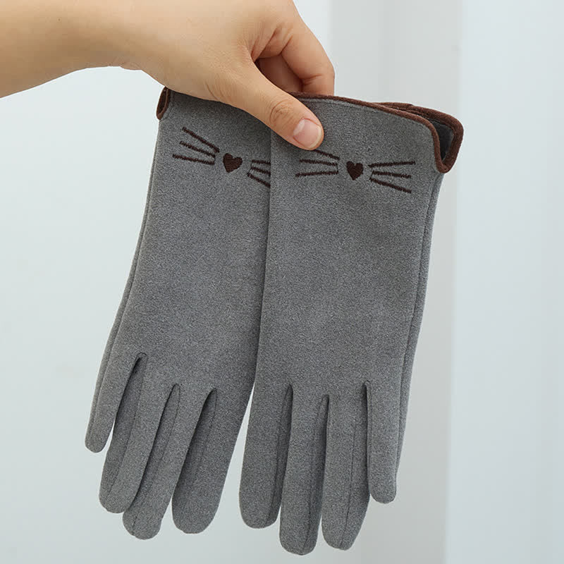 Gants tactiles pour femme avec broderie chat mignon - image 7