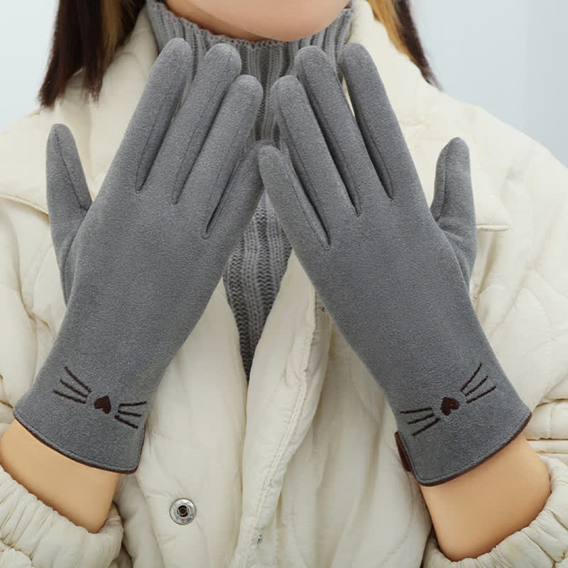 Gants tactiles pour femme avec broderie chat mignon - image 4