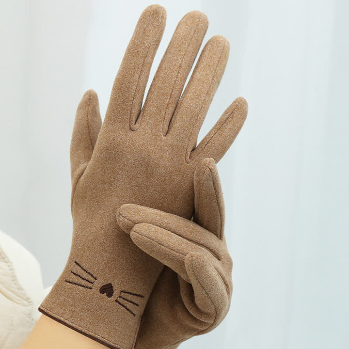 Gants tactiles pour femme avec broderie chat mignon - image 2