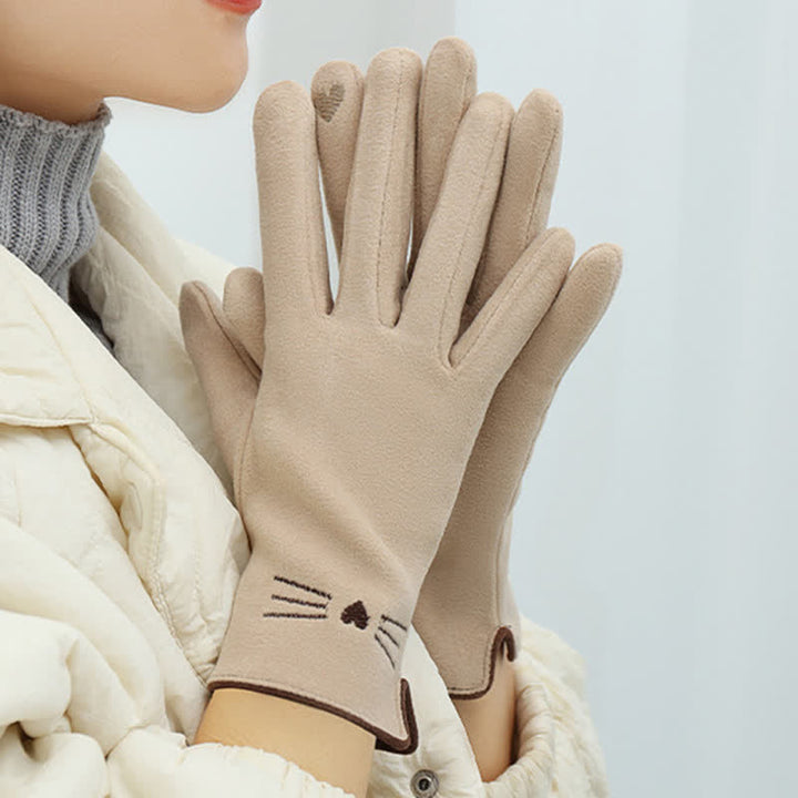 Gants tactiles pour femme avec broderie chat mignon - image 12