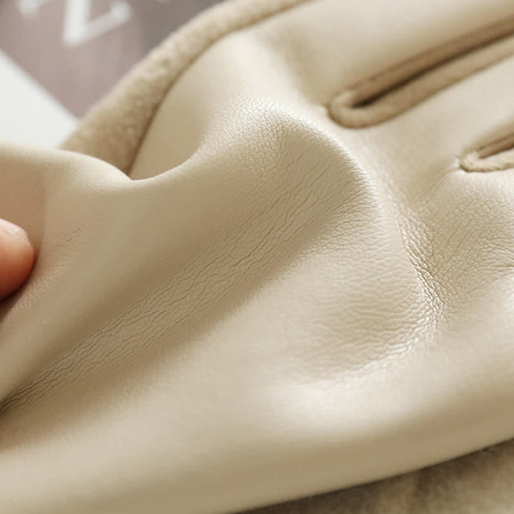 Gants d'hiver élégants en daim et cuir synthétique avec boucle en métal pour femme - image 7