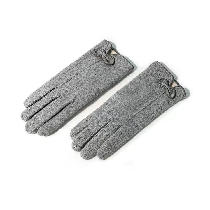 Gants pour femme avec motif cœur et nœud papillon - Gris - image 5