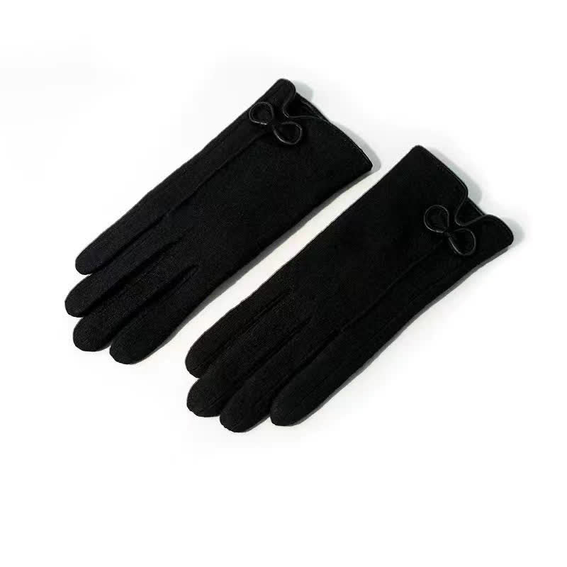 Gants pour femme avec motif cœur et nœud papillon - Noir - image 7