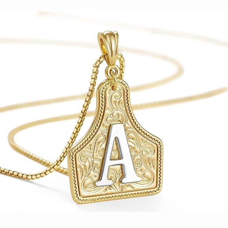 Collier pendentif lettre dorée en relief à la mode - UN - image 0
