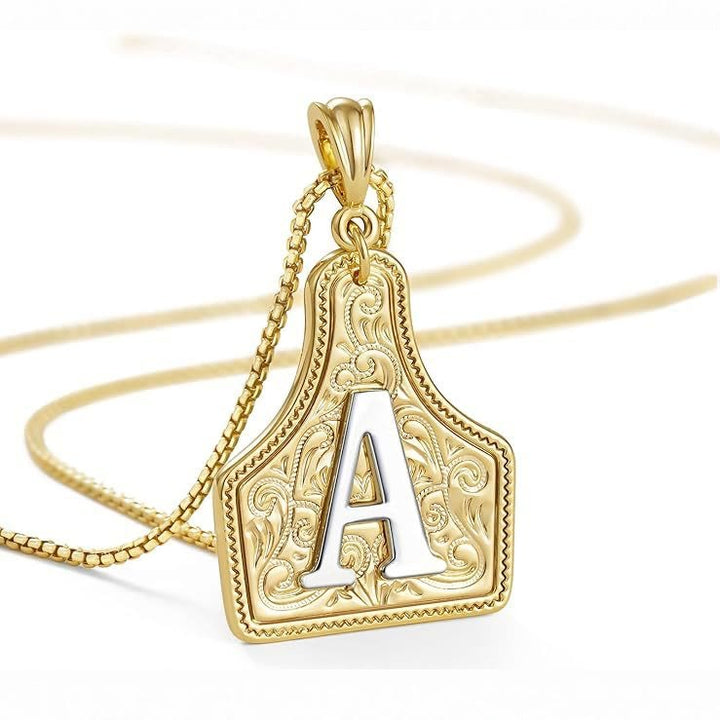 Collier pendentif lettre dorée en relief à la mode - UN - image 0