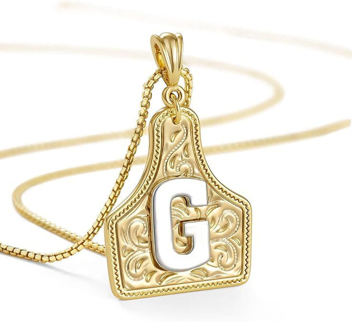 Collier pendentif lettre dorée en relief à la mode - G - image 9