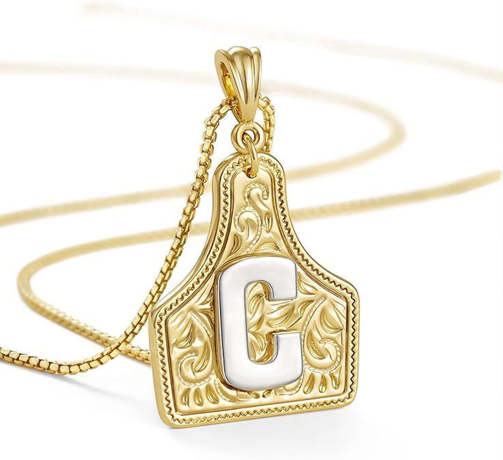 Collier pendentif lettre dorée en relief à la mode - C - image 5