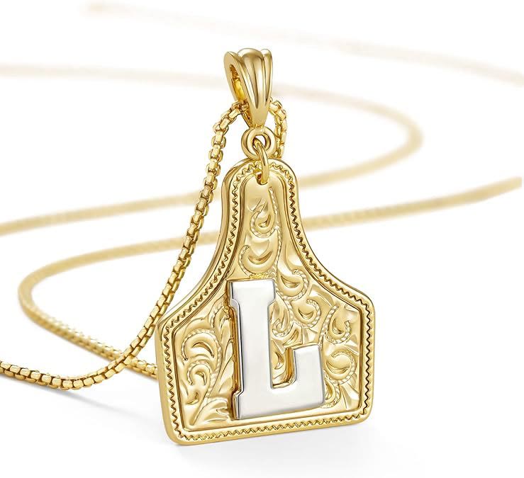 Collier pendentif lettre dorée en relief à la mode - L - image 14