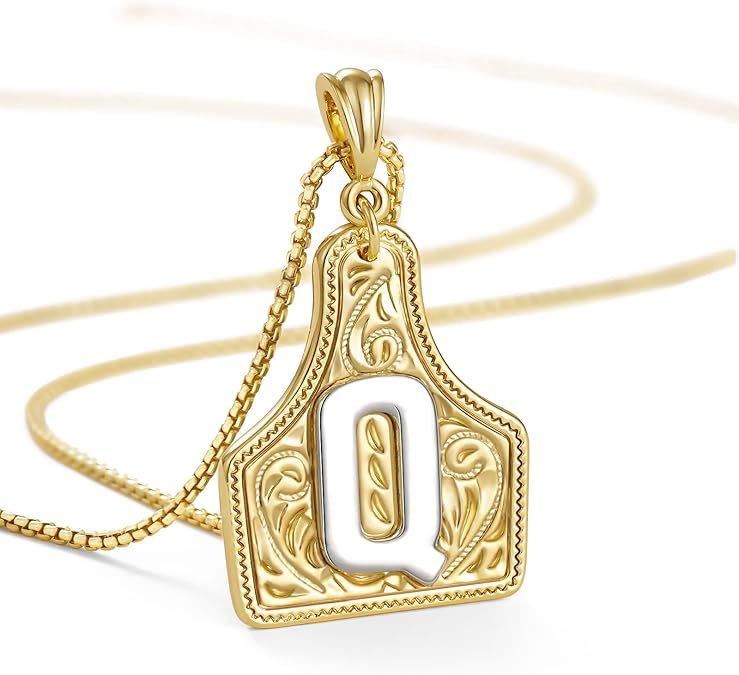 Collier pendentif lettre dorée en relief à la mode - Q - image 19