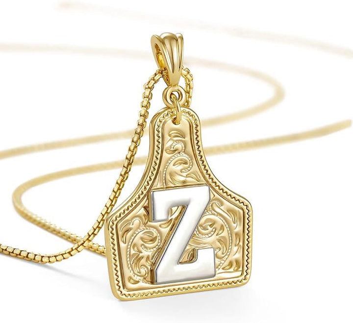 Collier pendentif lettre dorée en relief à la mode - Z - image 28