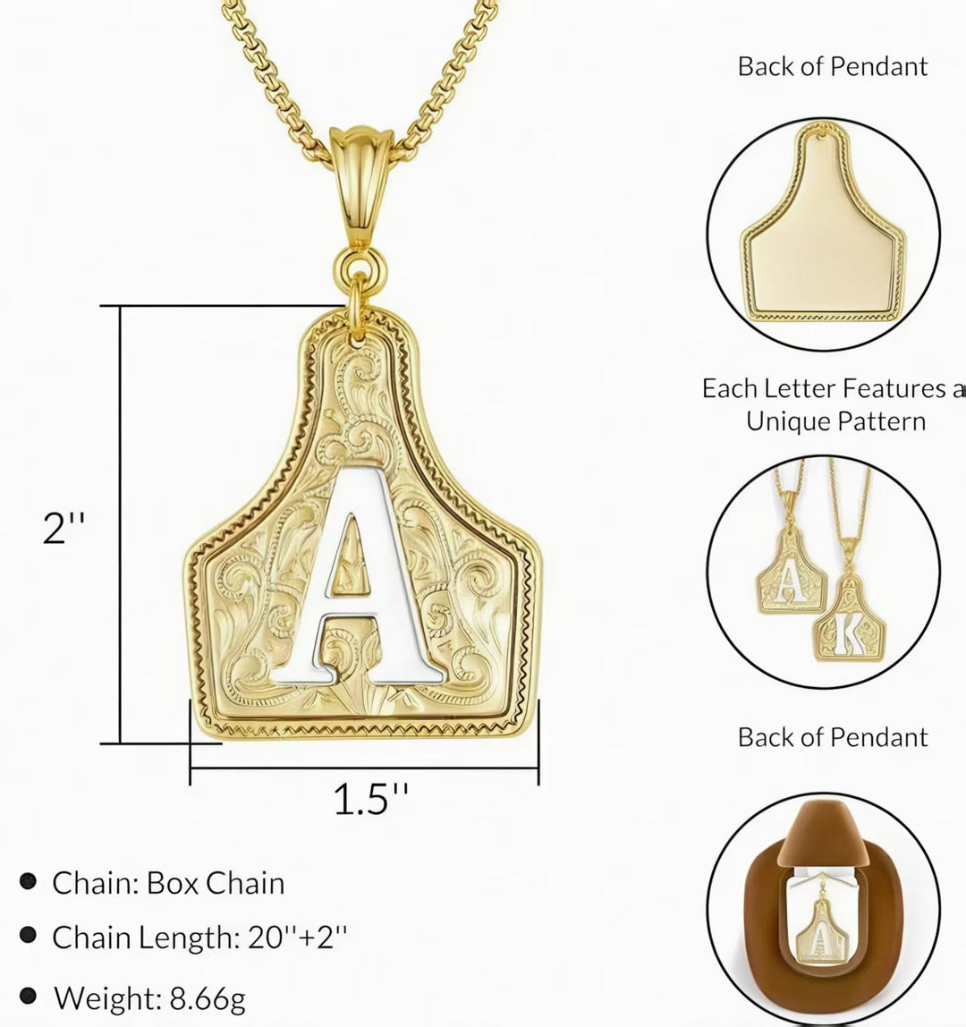 Collier pendentif lettre dorée en relief à la mode - image 3