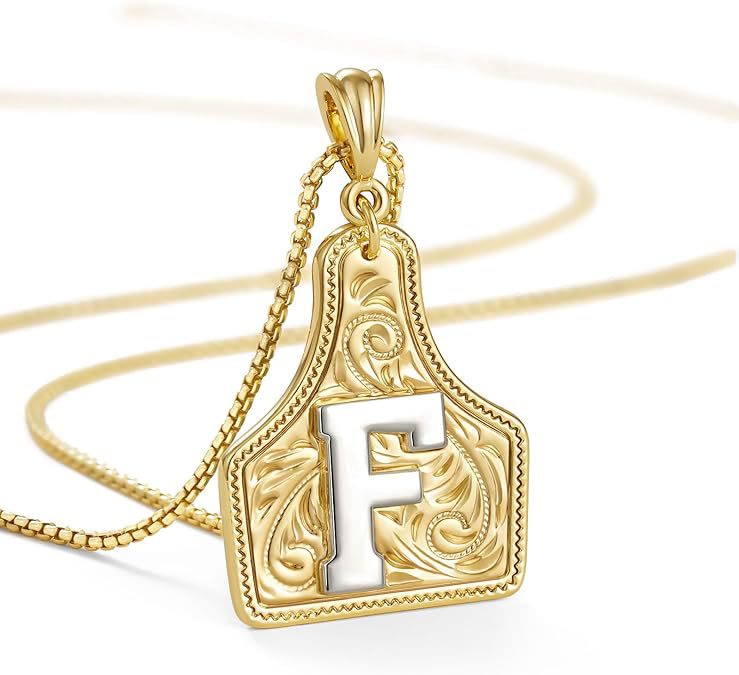 Collier pendentif lettre dorée en relief à la mode - F - image 8