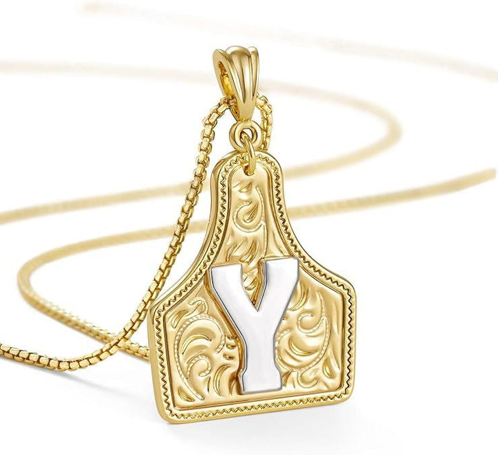 Collier pendentif lettre dorée en relief à la mode - Oui - image 27