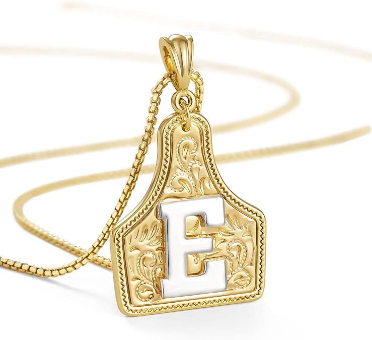 Collier pendentif lettre dorée en relief à la mode - E - image 7