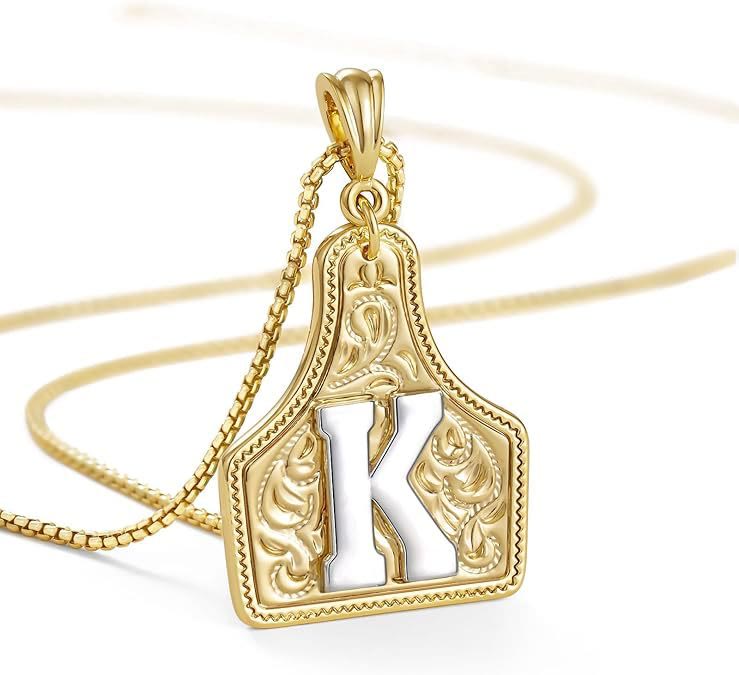 Collier pendentif lettre dorée en relief à la mode - K - image 13