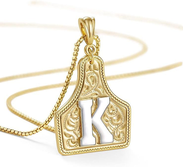 Collier pendentif lettre dorée en relief à la mode - K - image 13