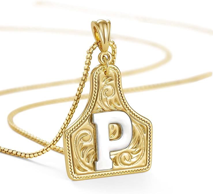 Collier pendentif lettre dorée en relief à la mode - P - image 18