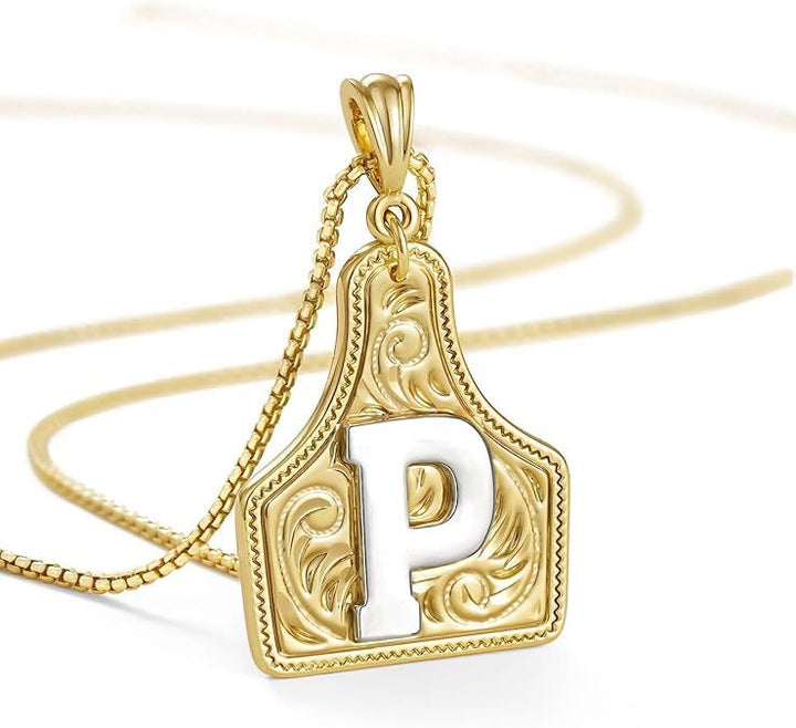 Collier pendentif lettre dorée en relief à la mode - P - image 18